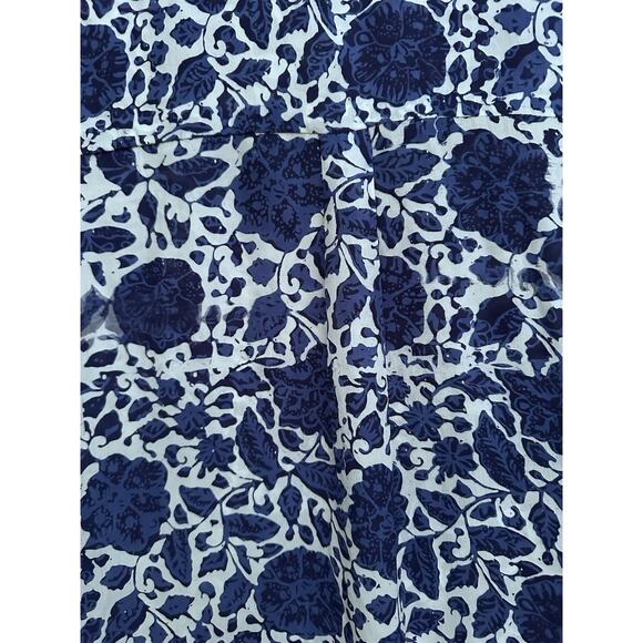 Natalie Martin Indigo Floral Hand-Dyed 100% Silk Kaftan Dress Sz L Double Slit - Picture 5 of 11